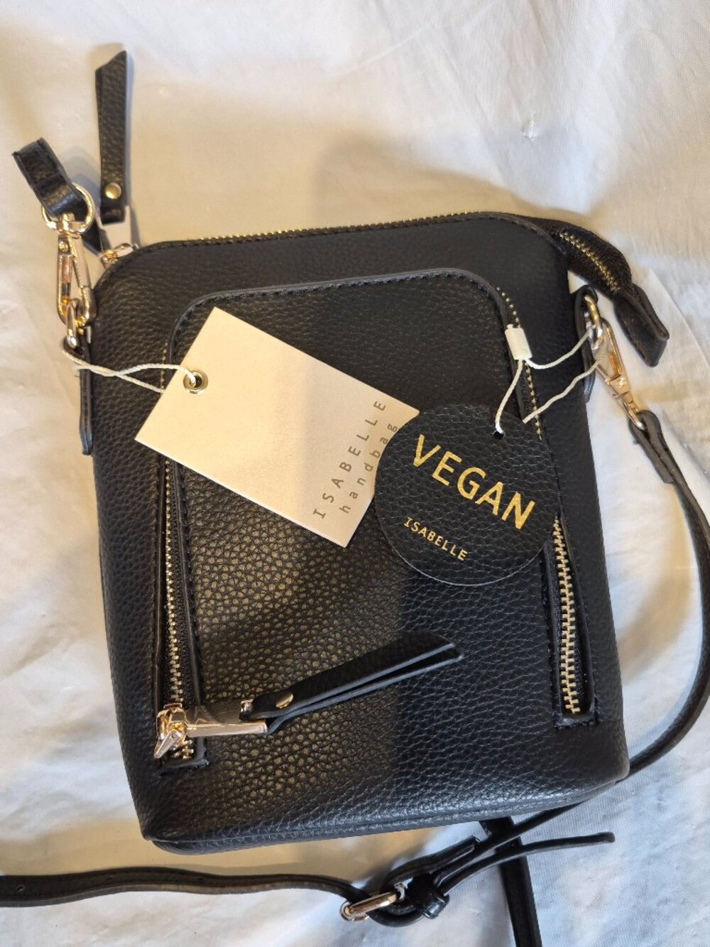 NWT Black Vegan Leather Isabelle Crossbody Bag Small